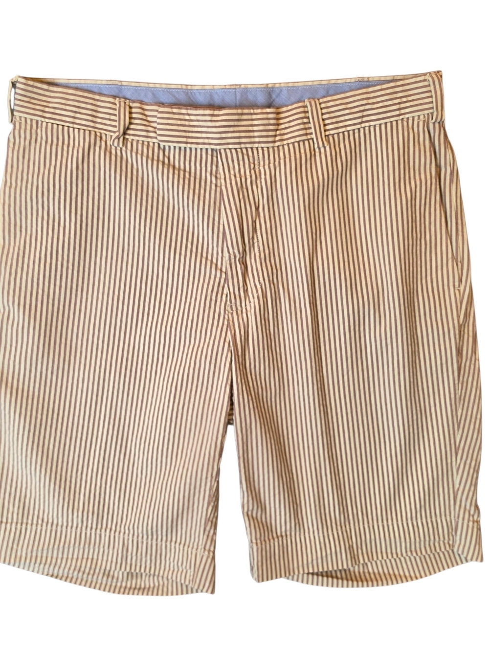 Polo Ralph Lauren Seersucker Chino Shorts 31 Brown White Striped  Preppy Travel
